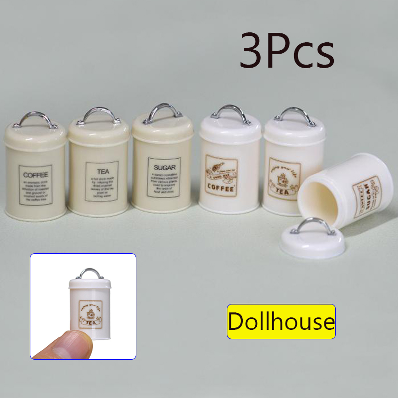 Food Storage Usa - 3Pcs Miniature Dollhouse Mini Food/Tea/Coffee Cans