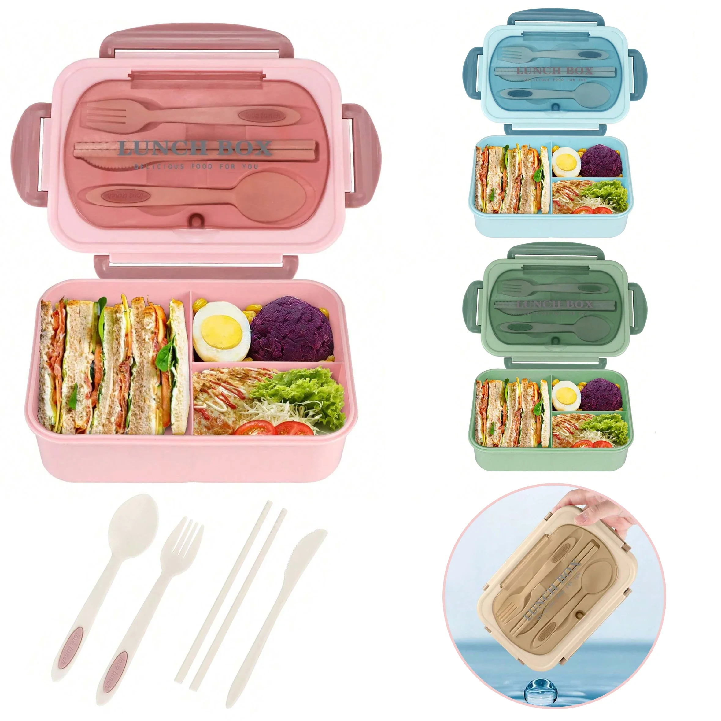 Food Storage Safety - Adult Bento Box with 3 Compartments