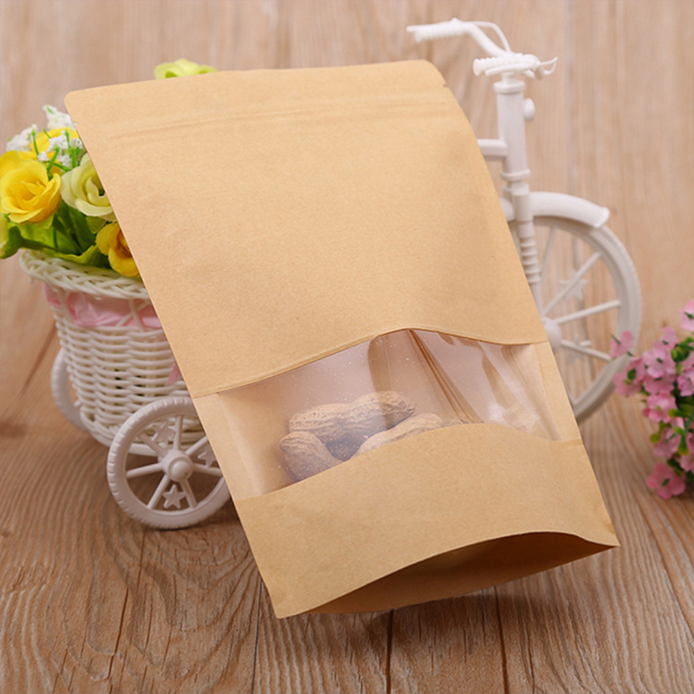 Food Storage Usa - 50Pcs Kraft Paper Zipper Sealed Stand-Up