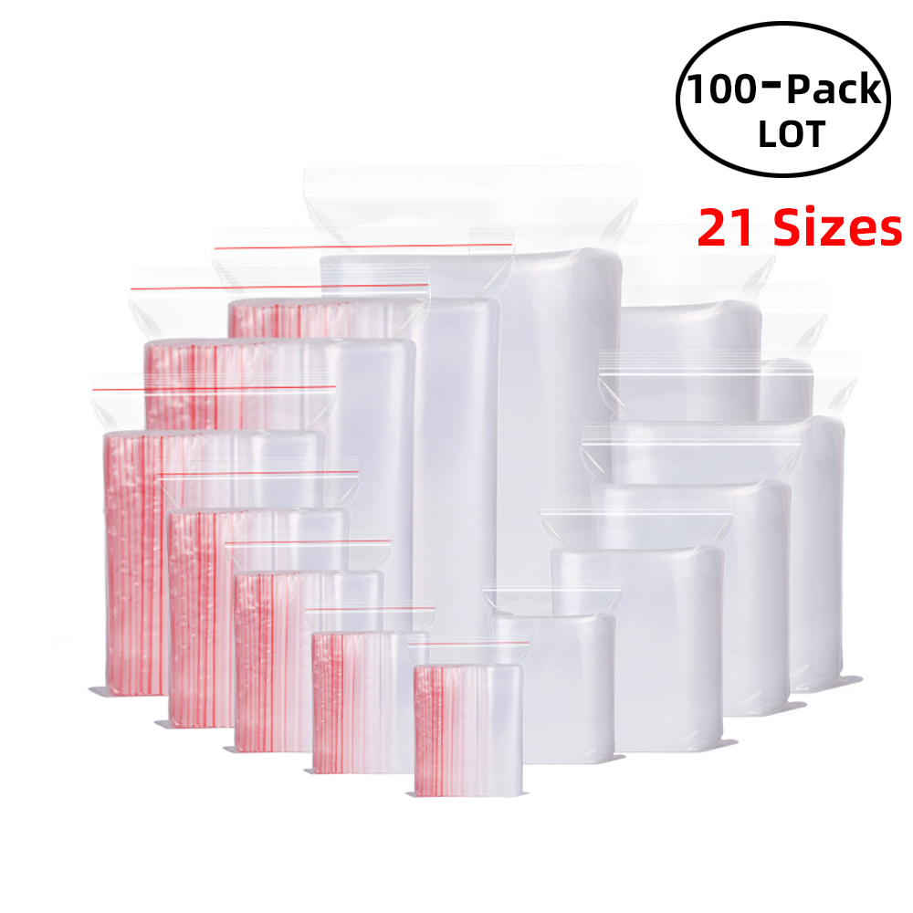 Food Storage Vacuum - 100PCS/Pack Resealable Zip Lock Bags Self