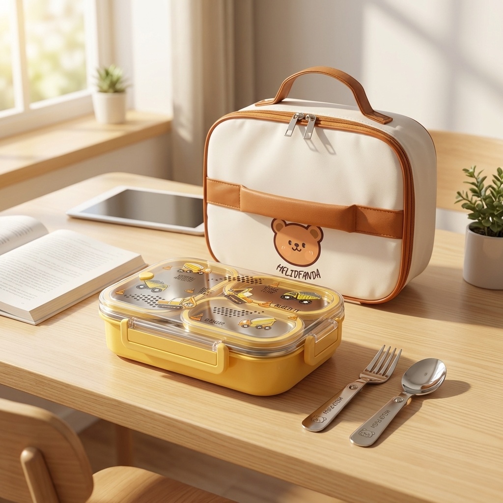 Food Storage Safety - 900ML Cute 304 Stainless Steel Divided