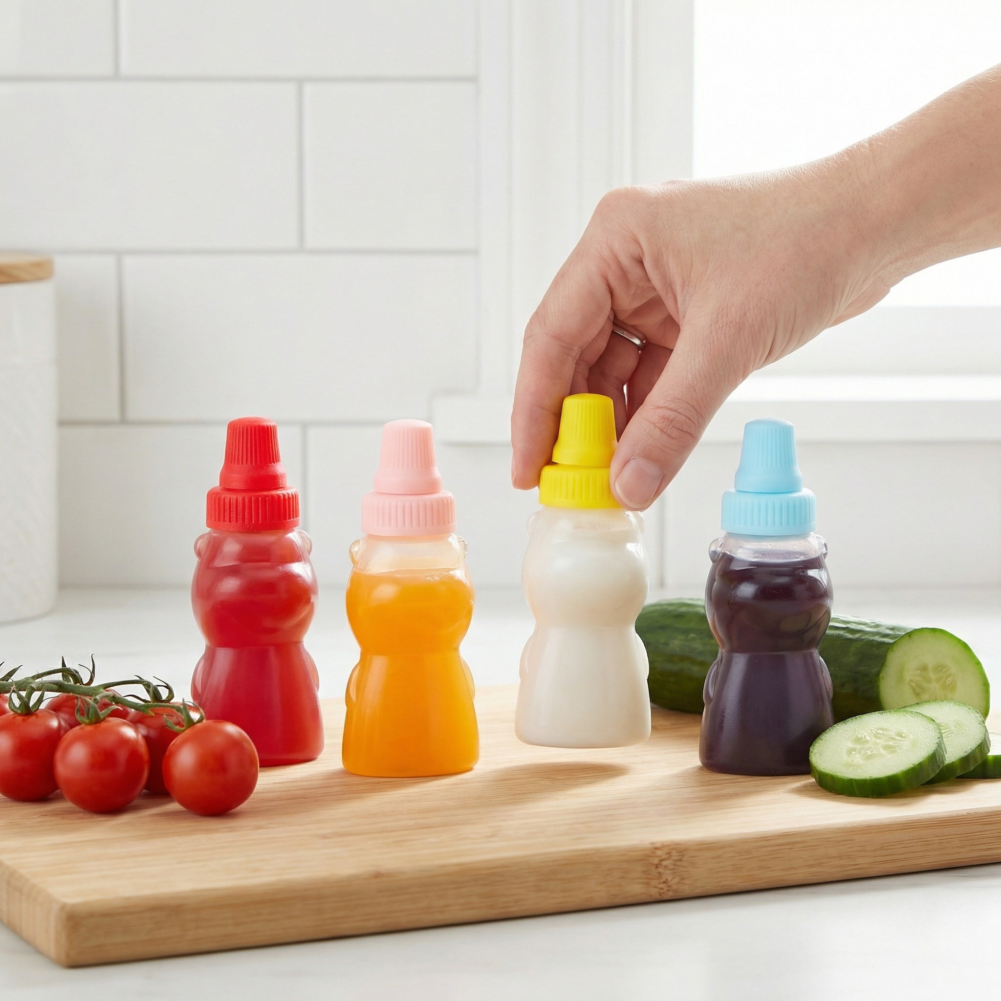Salad Dressing Bottle - 8Pcs Mini Bear Condiment Bottles Plastic