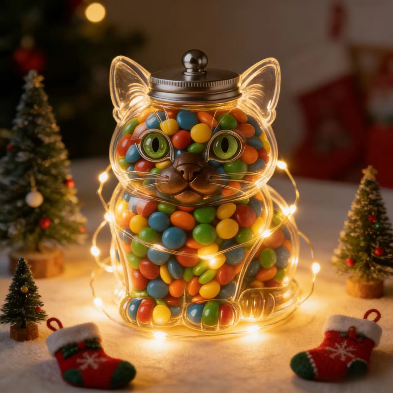 Cute Cat Shaped Glass Candy Ja - Food Storage With Glass Lids ulasan dan harga