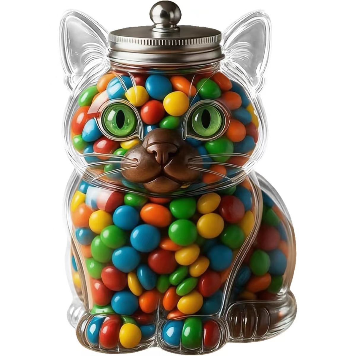 Cute Cat Shaped Glass Candy Ja - Food Storage With Glass Lids ulasan dan harga