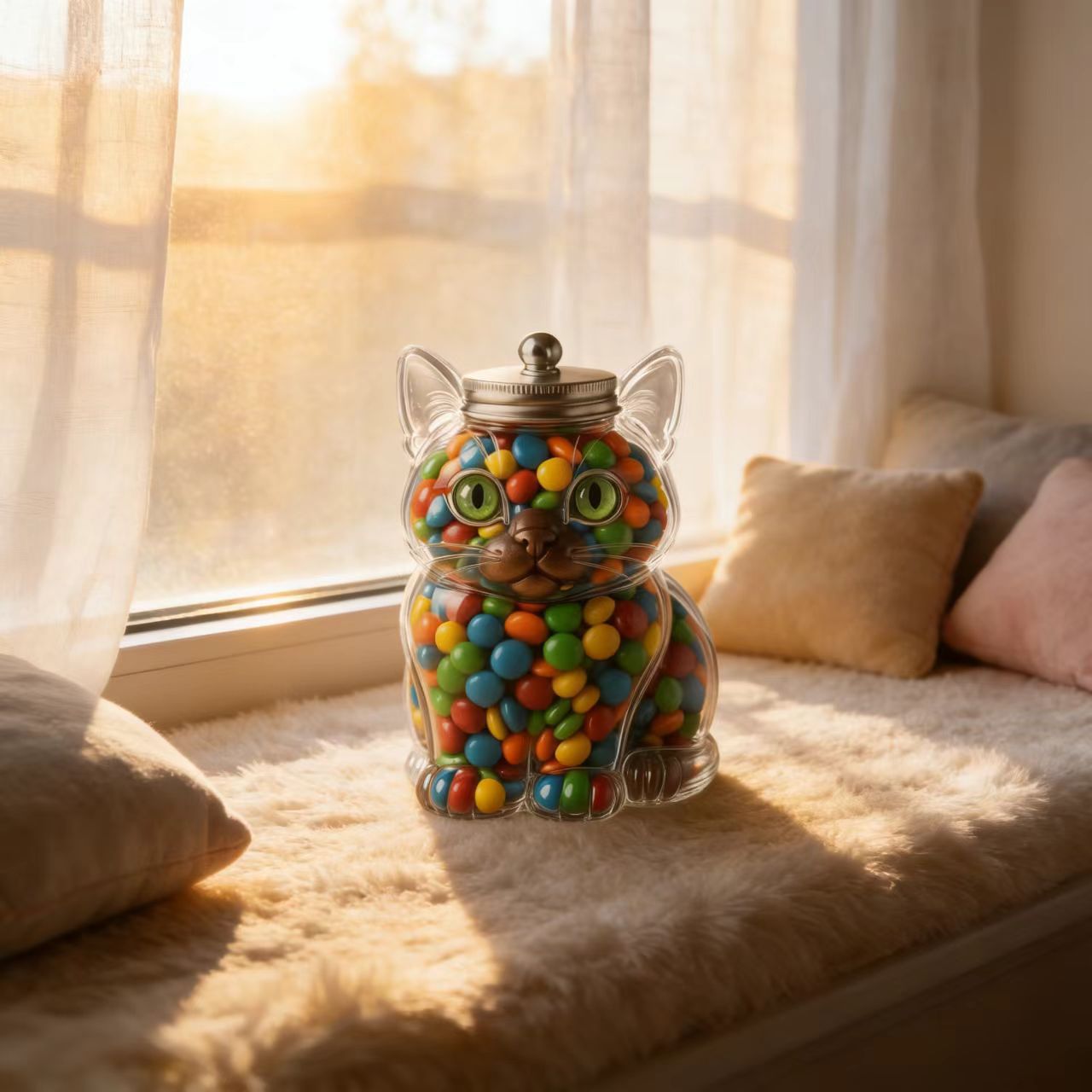 Cute Cat Shaped Glass Candy Ja - Food Storage With Glass Lids ulasan dan harga