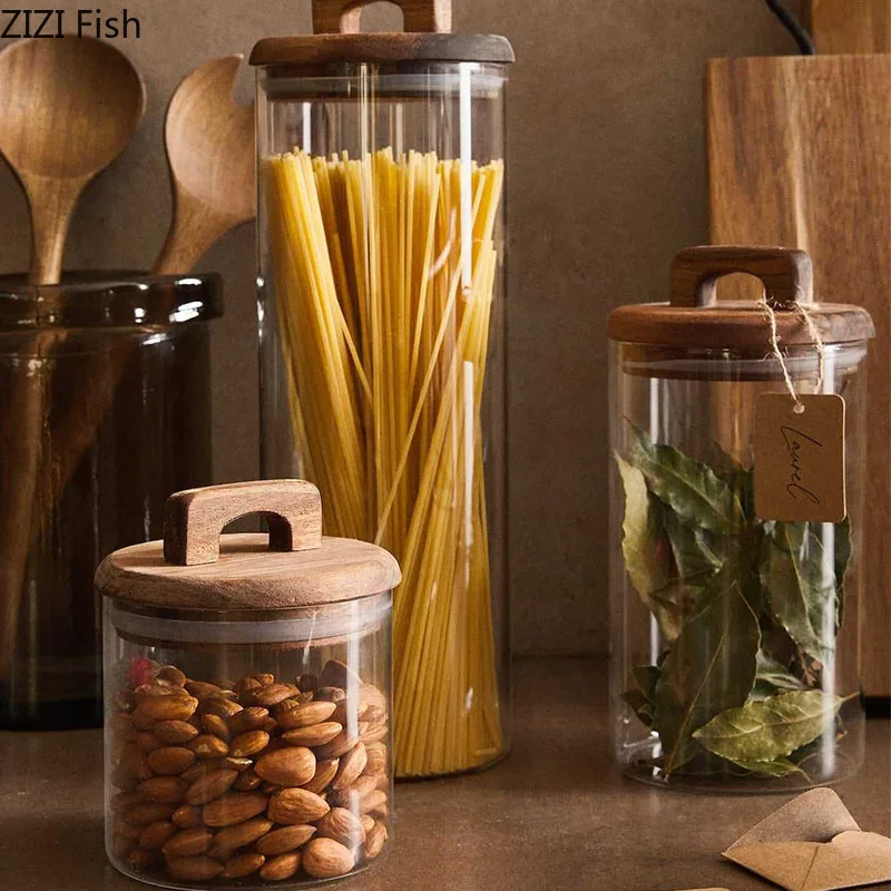 Wooden Lid Glass Storage Jar C - Food Storage Lidl ulasan dan harga