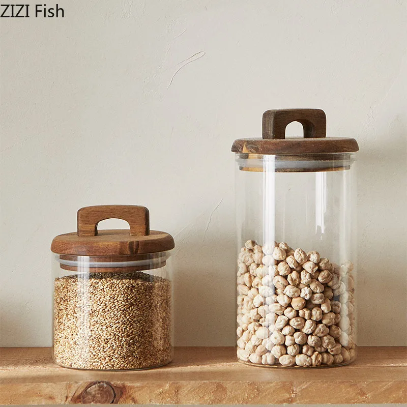 Wooden Lid Glass Storage Jar C - Food Storage Lidl ulasan dan harga