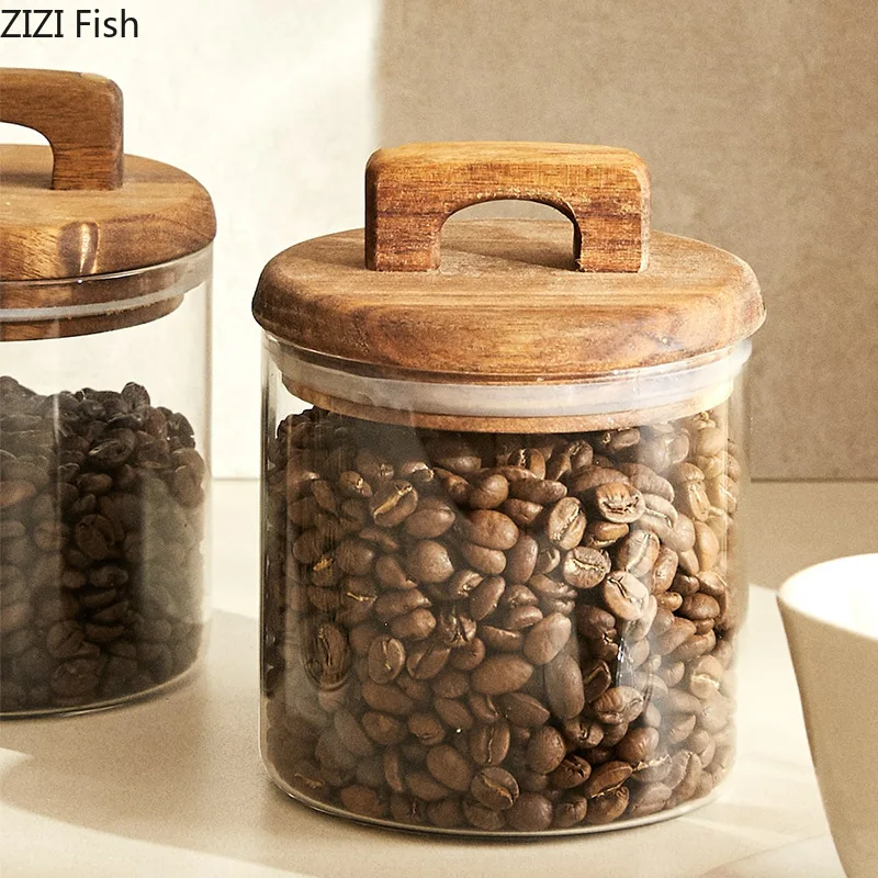 Wooden Lid Glass Storage Jar C - Food Storage Lidl ulasan dan harga