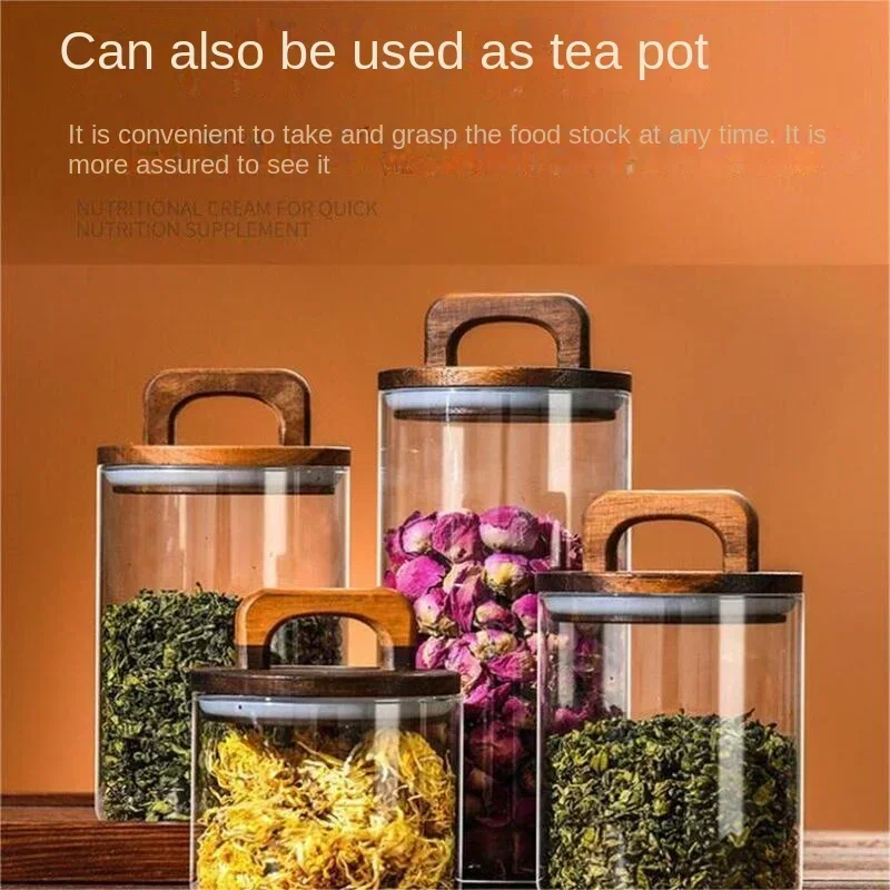 800-2100ml Wood Lid Glass Jar  - Food Storage Lidl ulasan dan harga