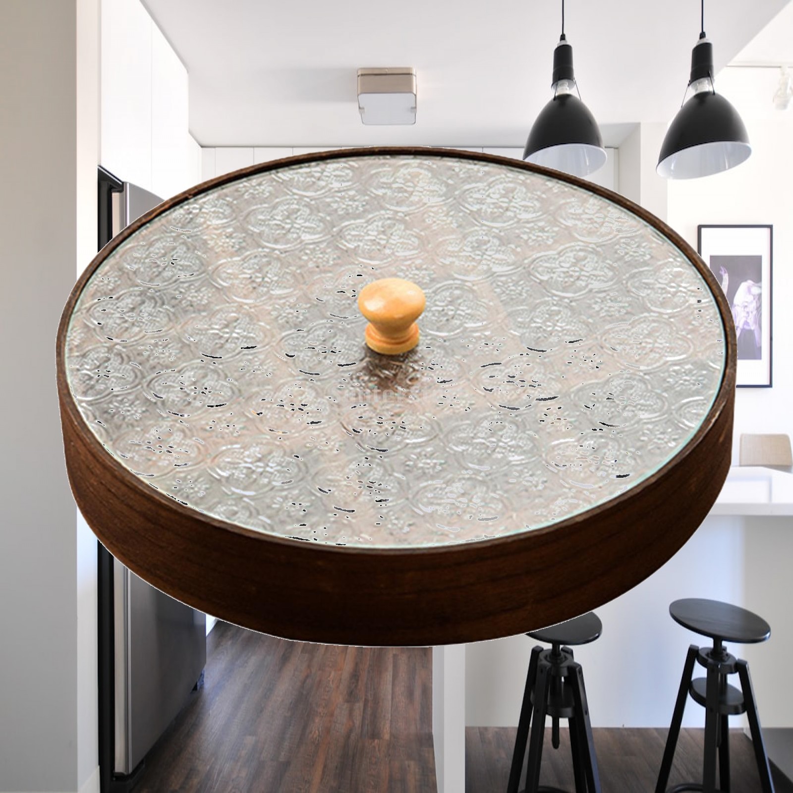 Large Capacity Wooden Serving  - Food Storage With Glass Lids ulasan dan harga