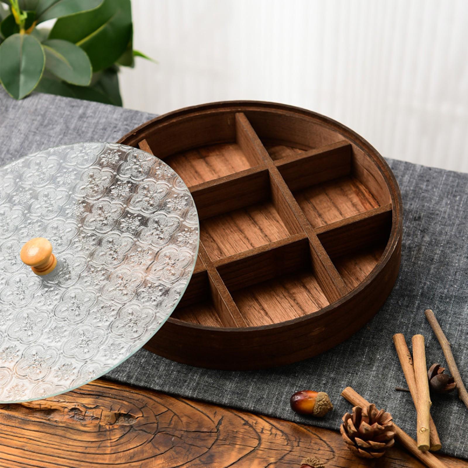 Large Capacity Wooden Serving  - Food Storage With Glass Lids ulasan dan harga
