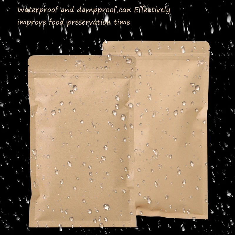100PCS Brown Kraft Paper Zippe - Food Storage Usa ulasan dan harga