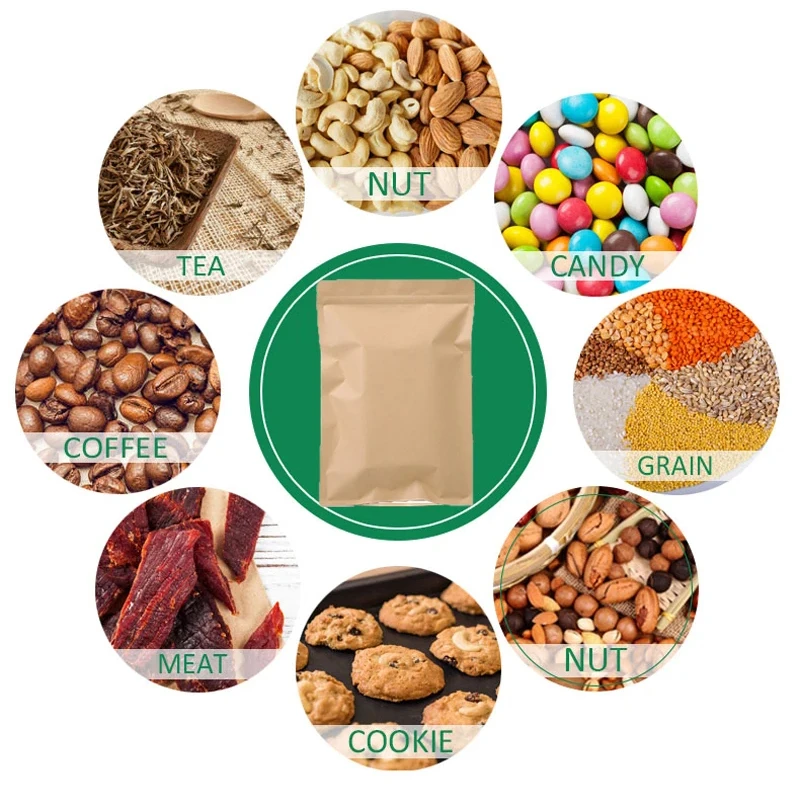 100PCS Brown Kraft Paper Zippe - Food Storage Usa ulasan dan harga