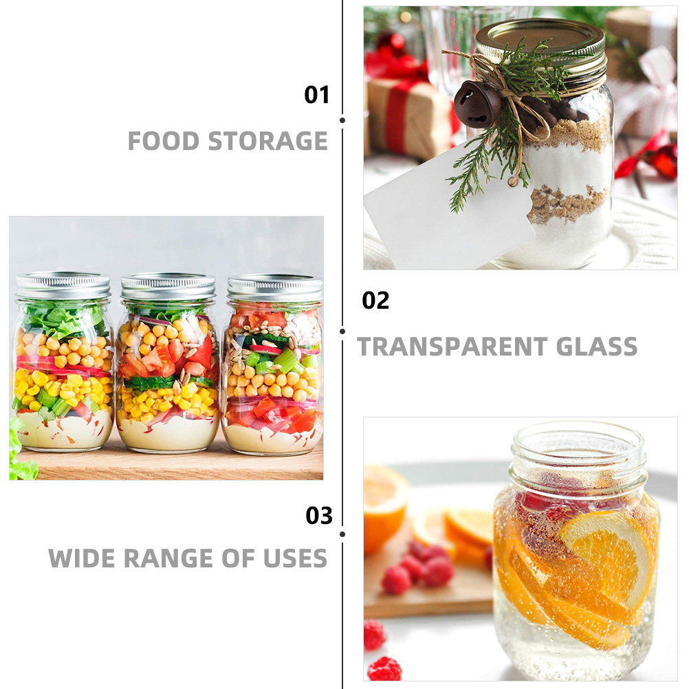 6Pcs Transparent Round Glass J - Food Storage With Glass Lids ulasan dan harga