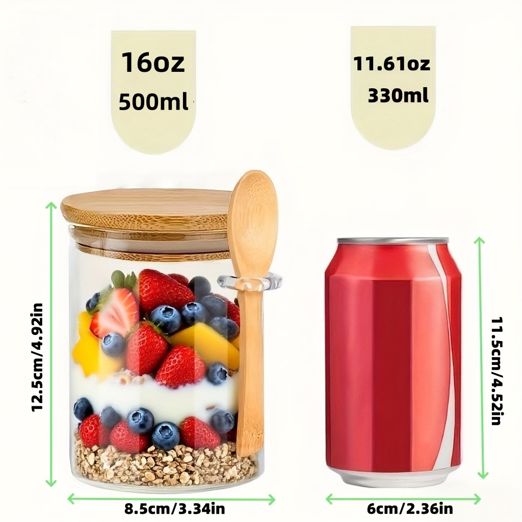 1/2/4/8Pcs Oatmeal Glass Cup S - Food Storage With Glass Lids ulasan dan harga