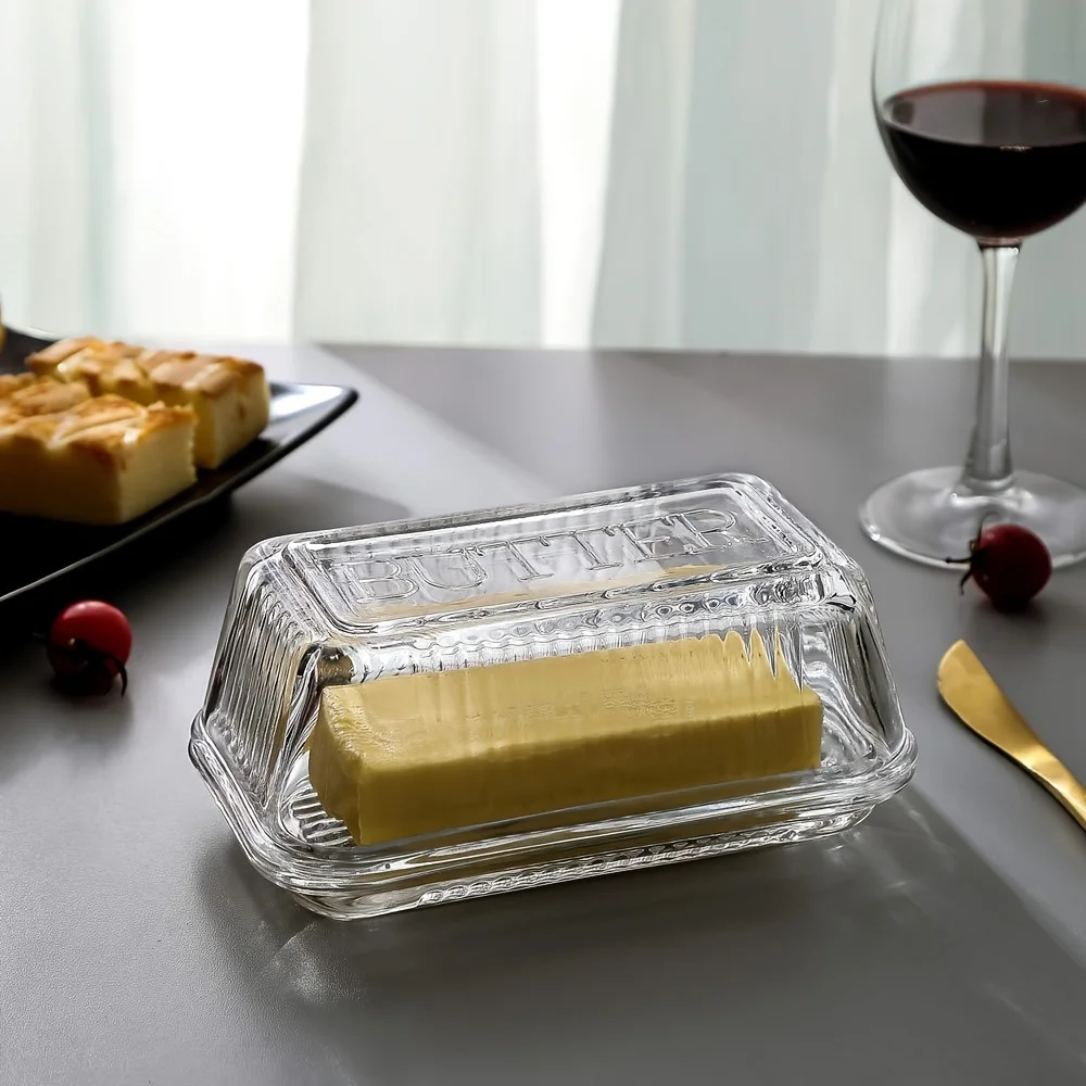 Creative Clear Butter Dish Wit - Food Storage With Glass Lids ulasan dan harga