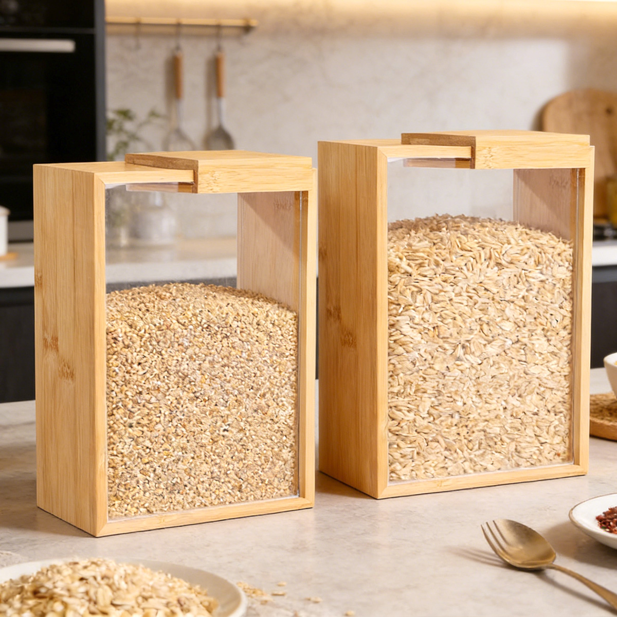 E9 1Pcs Bamboo Cereal Rice Sto - Food Storage Lidl ulasan dan harga