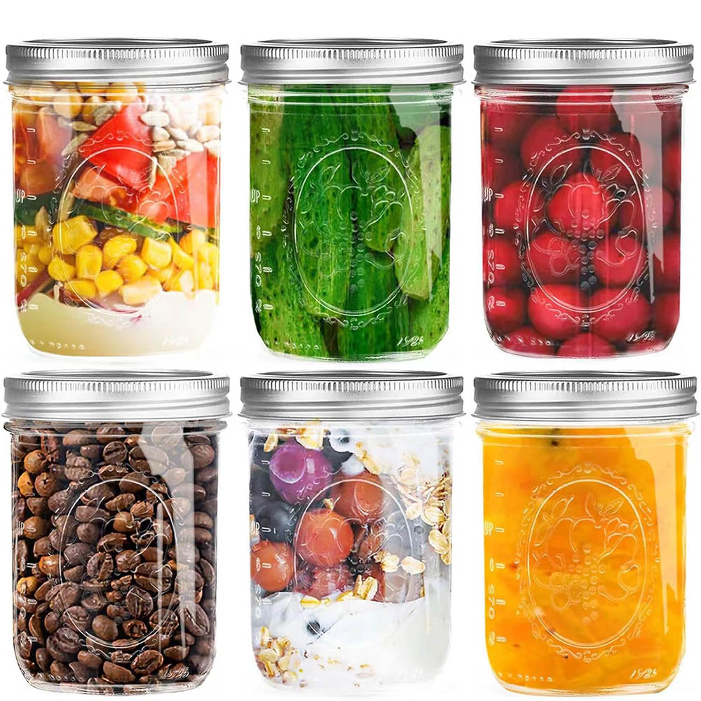 16oz Wide Mouth Mason Jars wit - Food Storage With Lids ulasan dan harga
