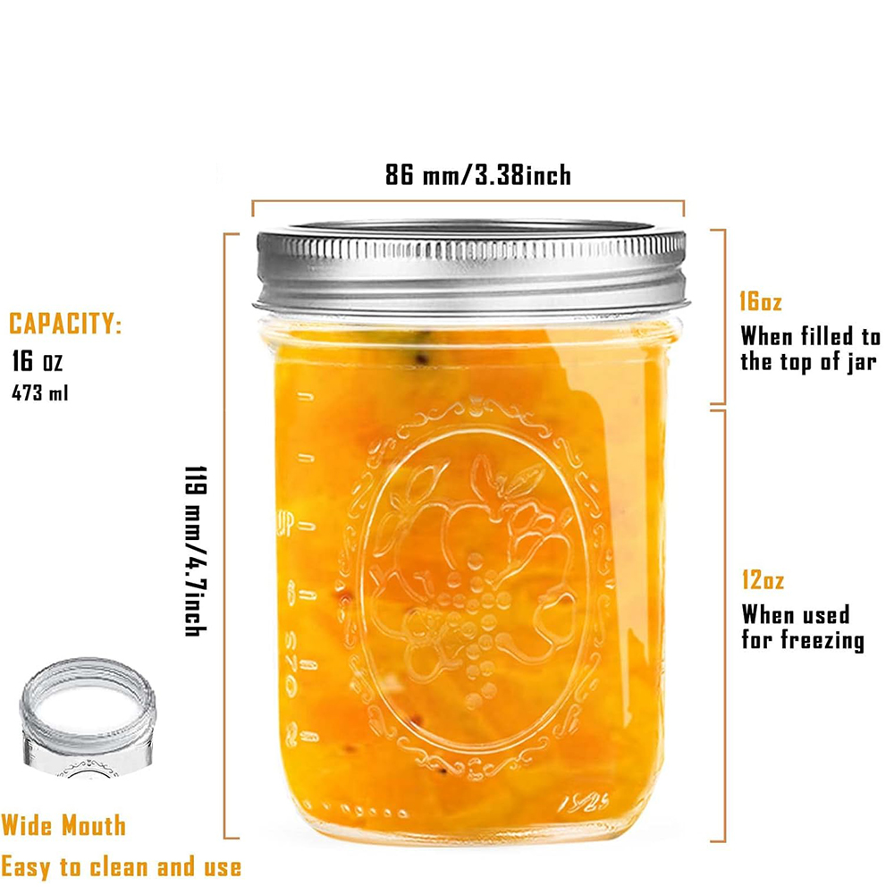 16oz Wide Mouth Mason Jars wit - Food Storage With Lids ulasan dan harga