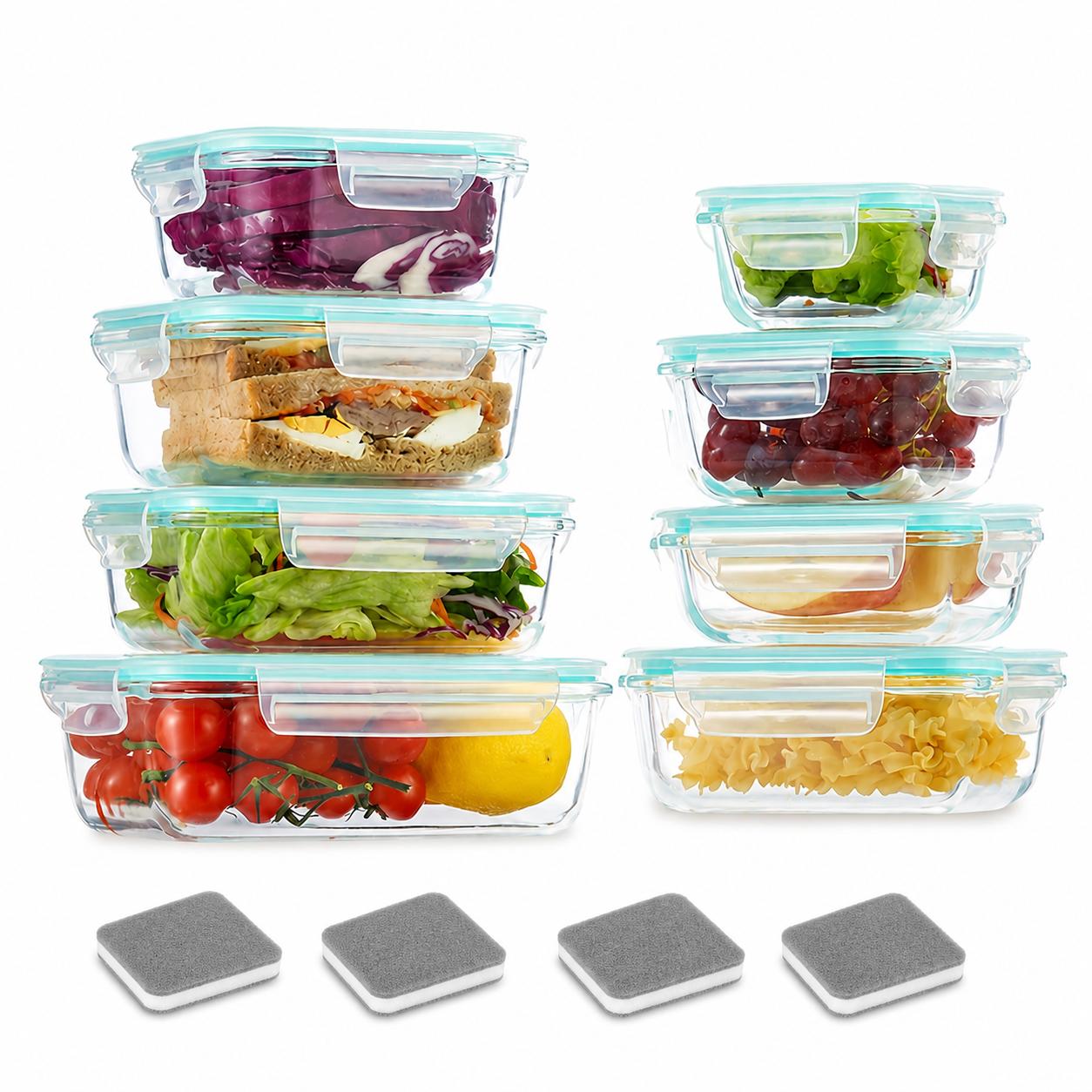 16pcs Sealed Glass Food Storag - Food Storage With Glass Lids ulasan dan harga