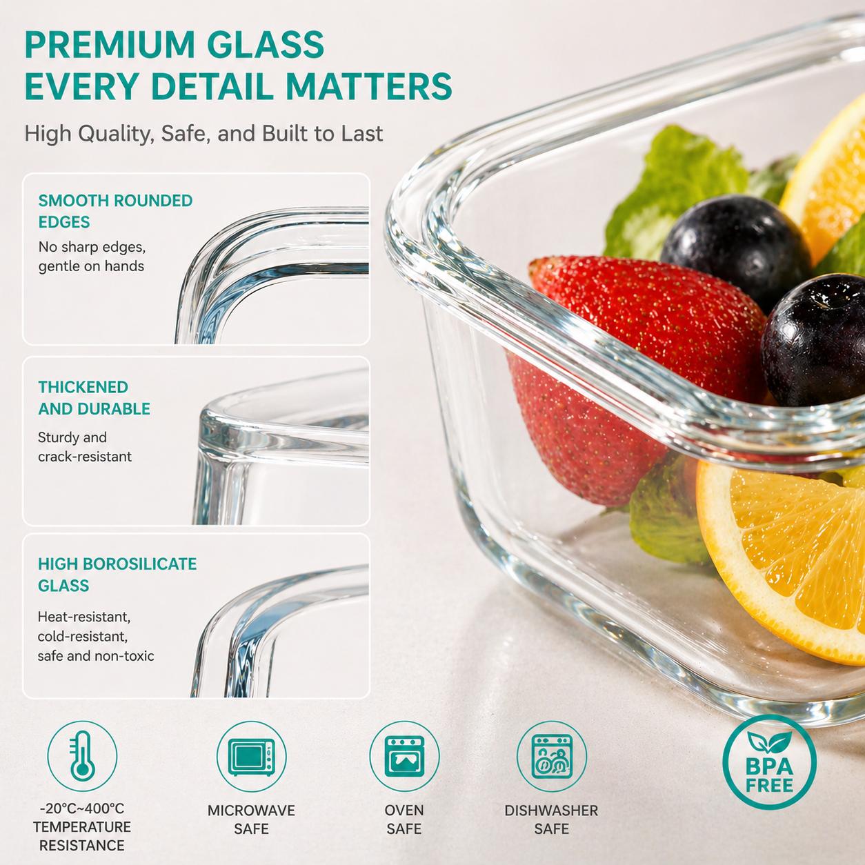16pcs Sealed Glass Food Storag - Food Storage With Glass Lids ulasan dan harga