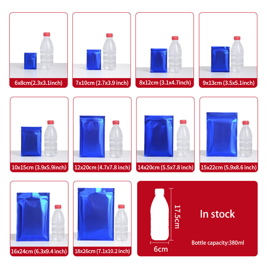 100pcs Matte Blue Foil Zipper  - Food Storage Usa ulasan dan harga