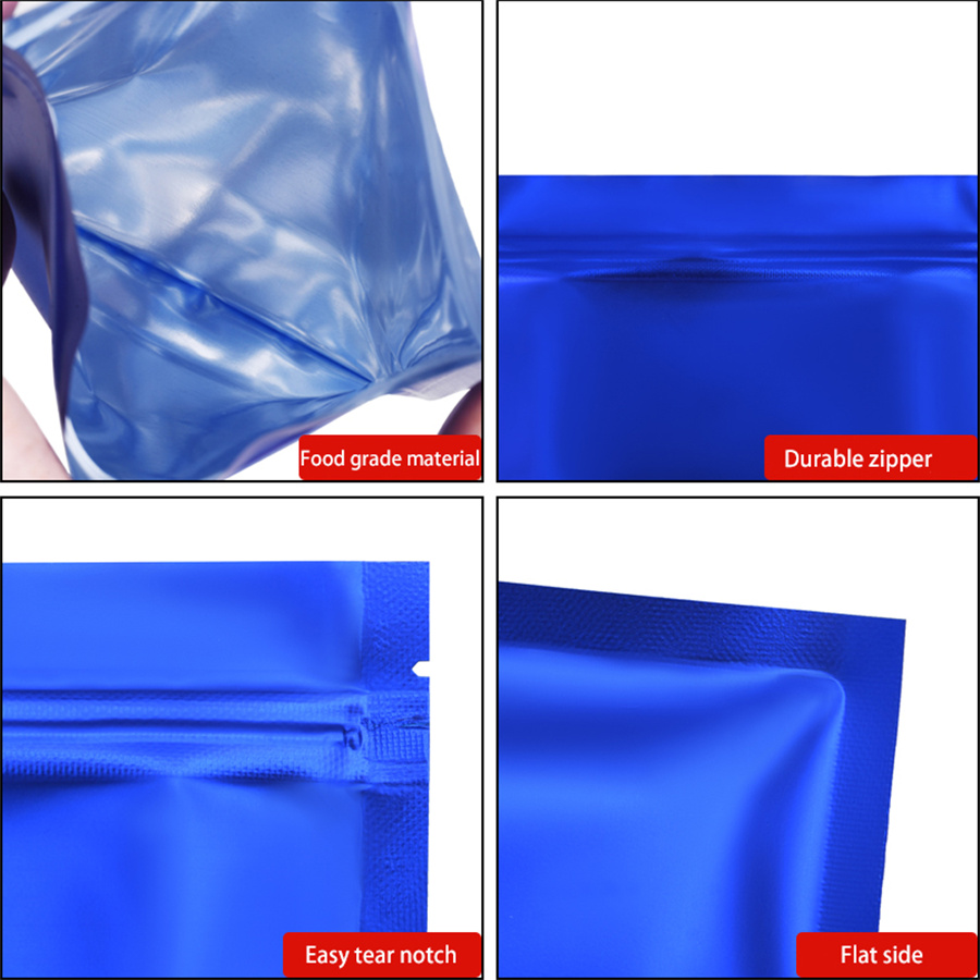 100pcs Matte Blue Foil Zipper  - Food Storage Usa ulasan dan harga