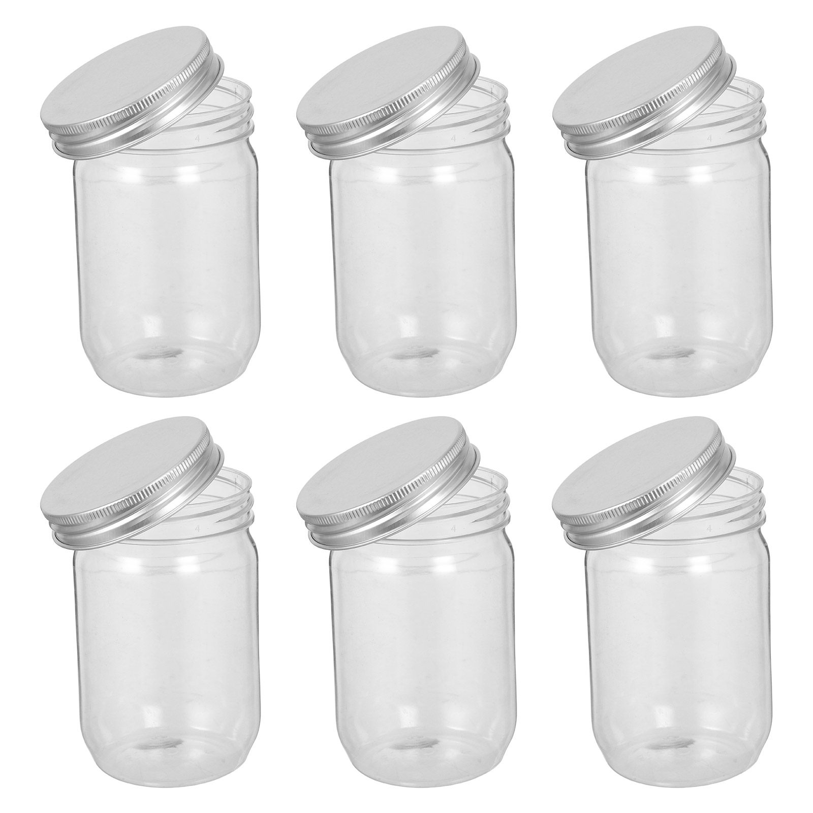6Pcs Clear Plastic Mason Jars  - Food Storage With Lids ulasan dan harga