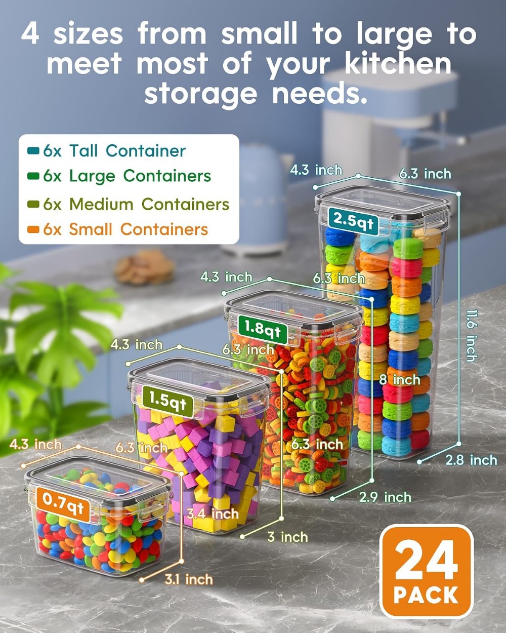 24 PCS Airtight Food Storage C - Food Storage With Lids ulasan dan harga