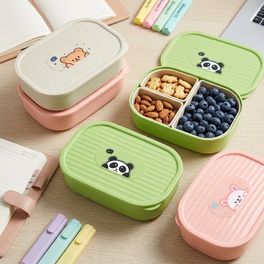 Cute Plastic Divided Lunch Box - Food Storage Safety ulasan dan harga
