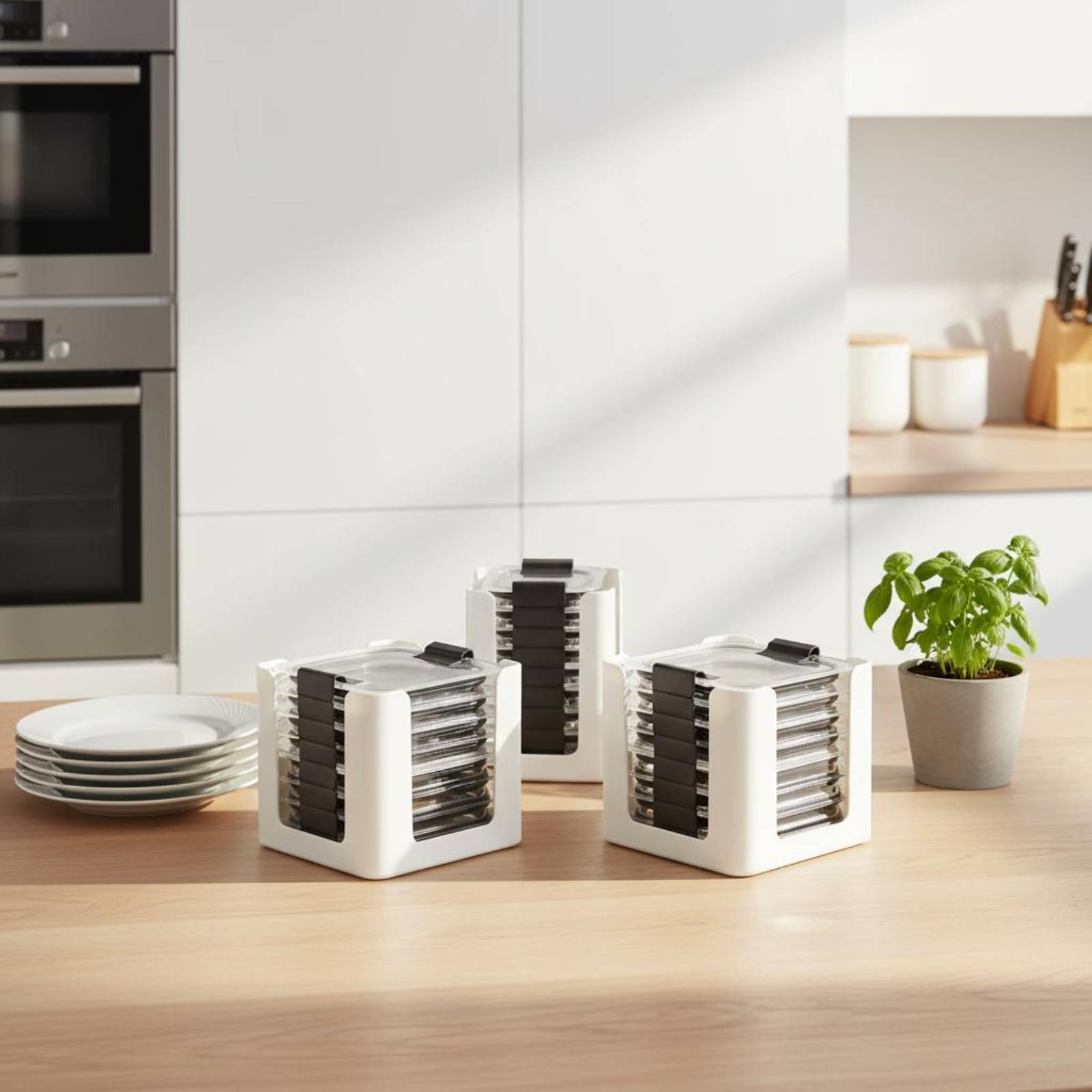 3 Pieces Lid Storage Rack Rect - Food Storage With Lids ulasan dan harga